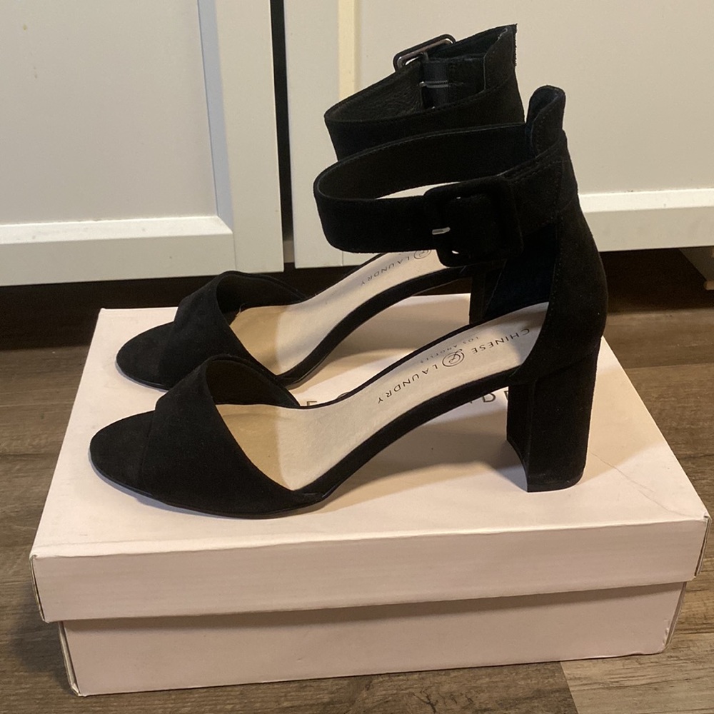Chinese Laundry Black Ankle Strap Heels